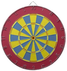 Colorful Dart Board in Primary Colors Red Blue Yellow