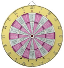 Fun Word Dart Board Truth or Dare   Pastels Pink and Yellow (with or without kissing)
