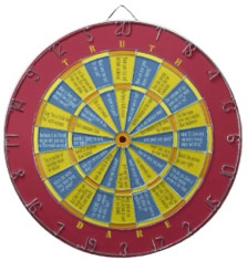 Fun Word Dart Board Truth or Dare Primary Red Blue Yellow (with or without kissing)