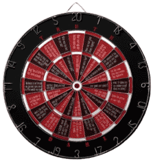 Fun Word Dart Board Truth or Dare Black and Red (with or without kissing)